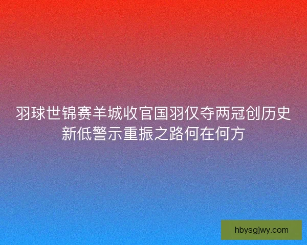 羽球世锦赛羊城收官国羽仅夺两冠创历史新低警示重振之路何在何方